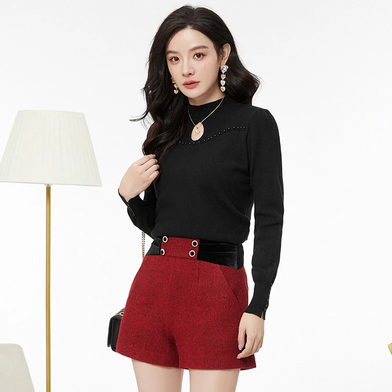 

Slim Fit Long Sve Hoodie Women's Knitwear Color Winter Faion Outfit Brand Commute Sle f High Collar Regula...