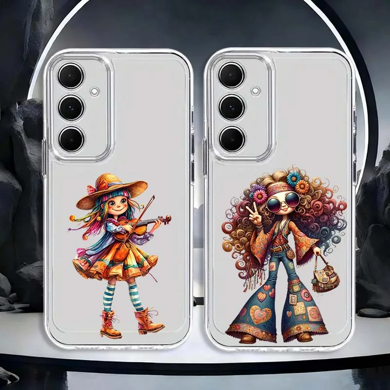 

Beautiful cartoon girl Phone Case For Samsung Galaxy A73 A72 A71 A55 A54 A53 A52 A51 A33 A25 A22 A15 A14 A05 TPU Transparent
