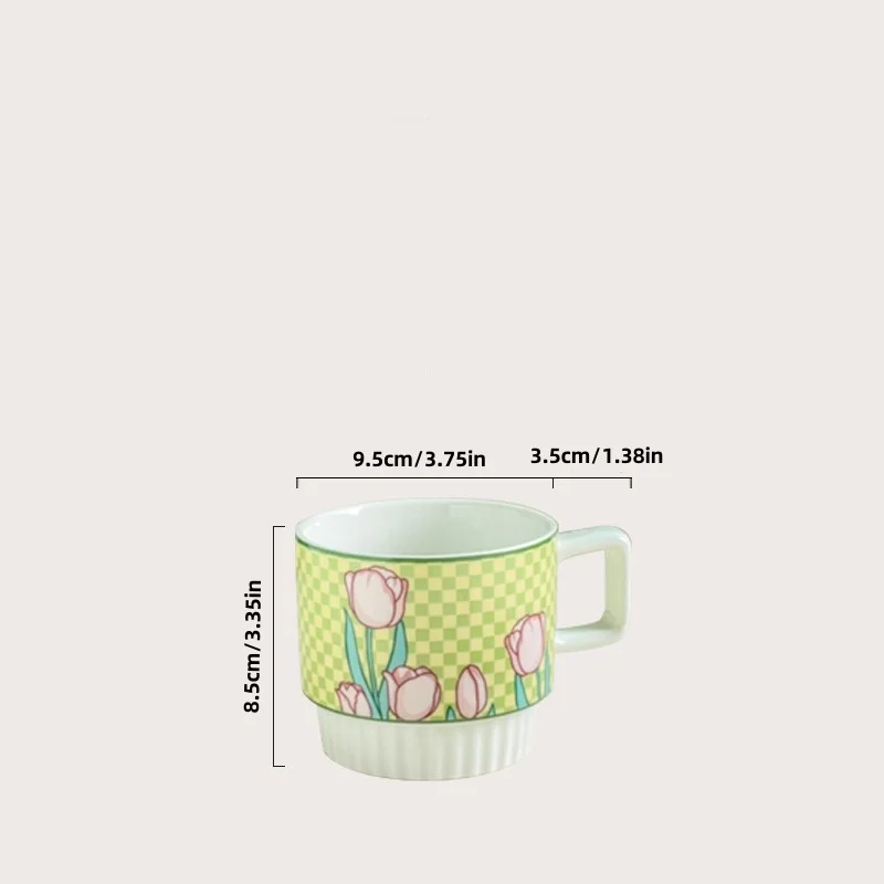 200ml Ceramic Mug Tulip Flower Cup Lovely Maiden Sense Water Cup Couple Style Coffee Cup Kitchen Drinkware Creative Mugs Cute