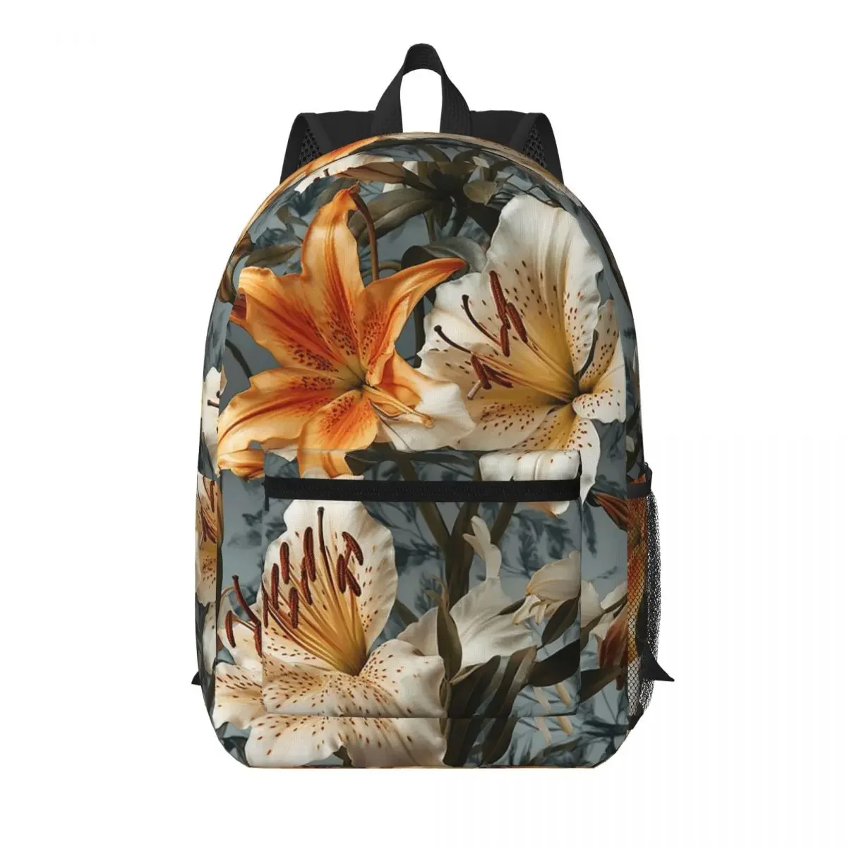 Lily Flowers Realistic Illustration Style Student Backpack School Bag Hiking Travel Daypack for Men Women Bookbag Shoulder Bags