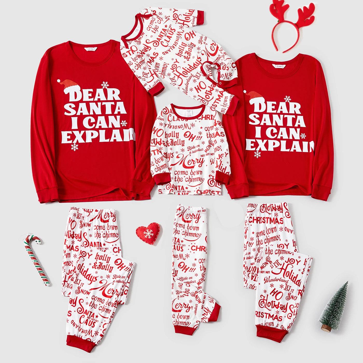 

PatPat Christmas Family Matching Long-sleeve Letter Print Red Pajamas Sets (Flame Resistant)