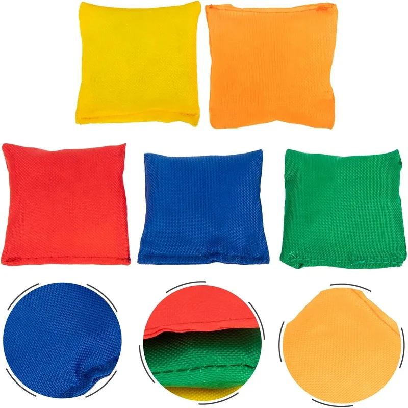 Mini bolsas de frijol de tela portátiles coloridas para niños, juguete de lanzamiento de bolsas de arena para niños, interactivos para deportes divertidos juguetes, juego familiar al aire libre, 10 piezas