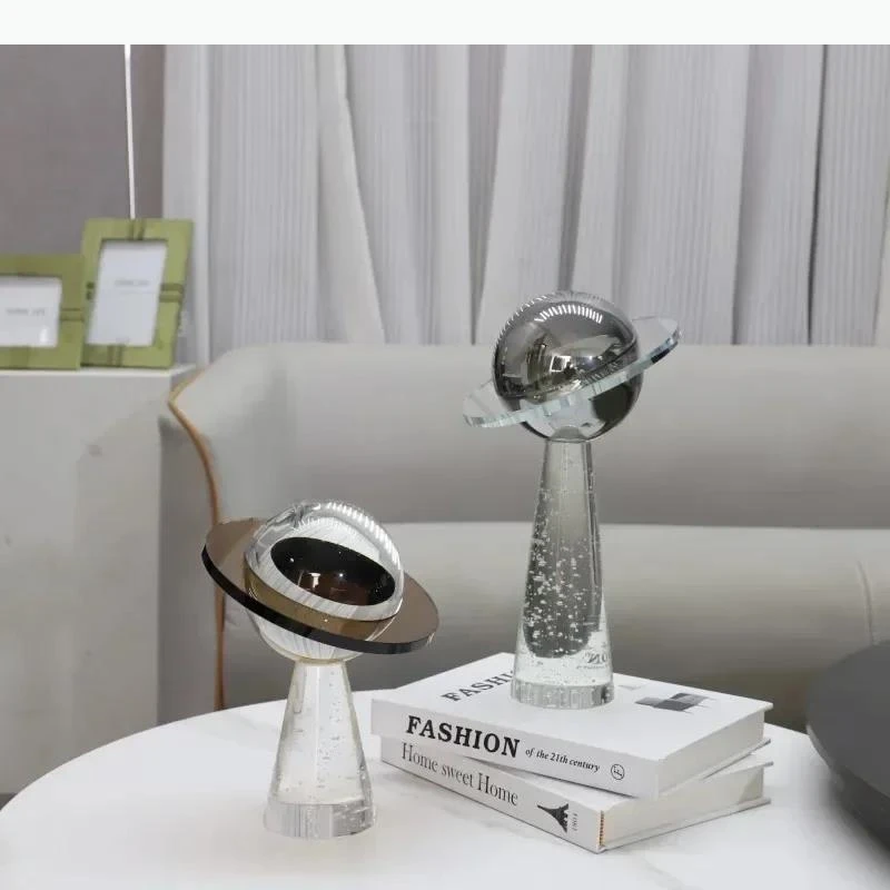 Transparent Bubble Planet Statue Desk Decoration Geometric Star Ring Sculpture Ornaments Room Aesthetic Decor
