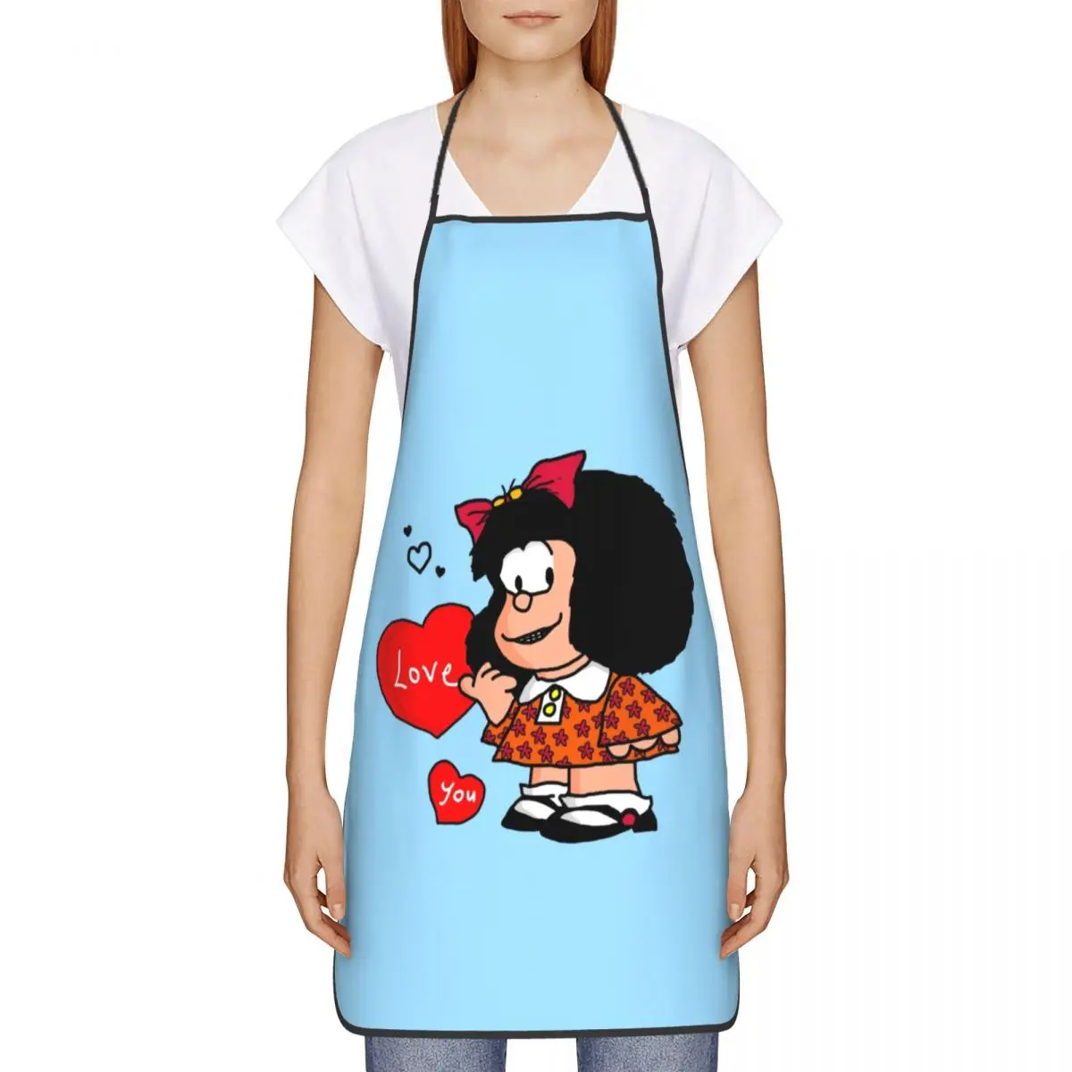 Unisex Mafalda Love You Kitchen Chef Cooking Baking Apron Women Men Cartoon Quino Comic Tablier Cuisine for Painting