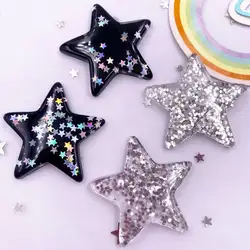 6PCS Resin Glitter Paillette 3D Big Star Flatback Rhinestone Figurines DIY Wedding Ear Pendants Scrapbook Accessories Crafts OM4