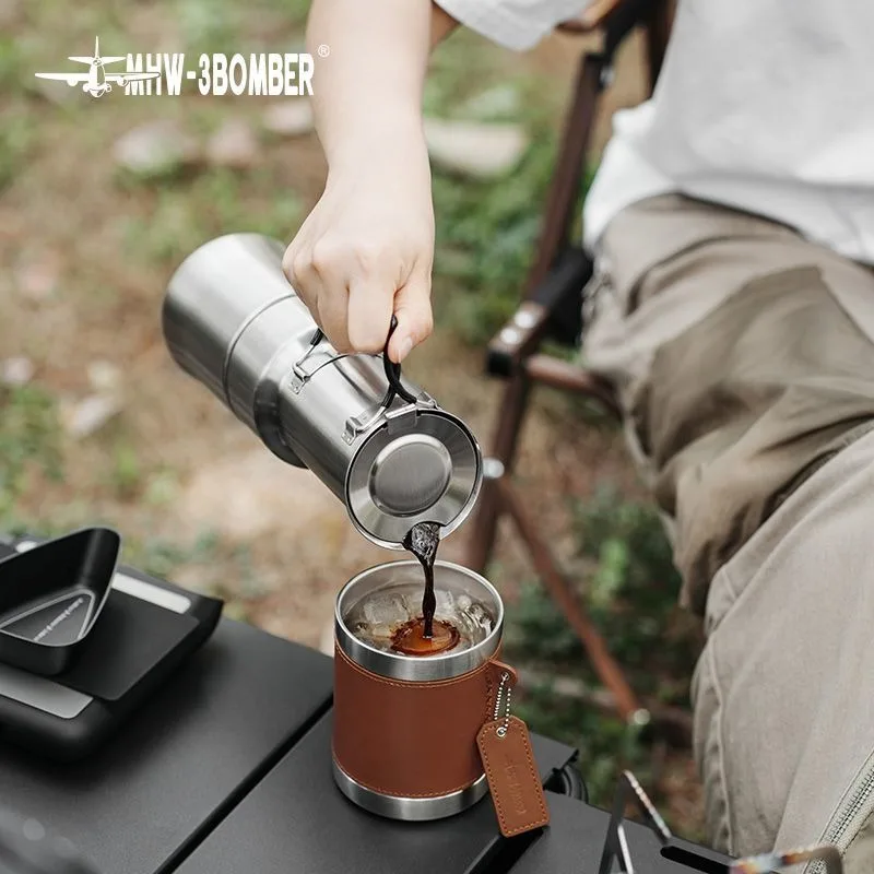 

MHW-3BOMBER Bomber MET Outdoor Moka Pot Stainless Steel American Coffee Pot Italian Espresso Coffee Machine