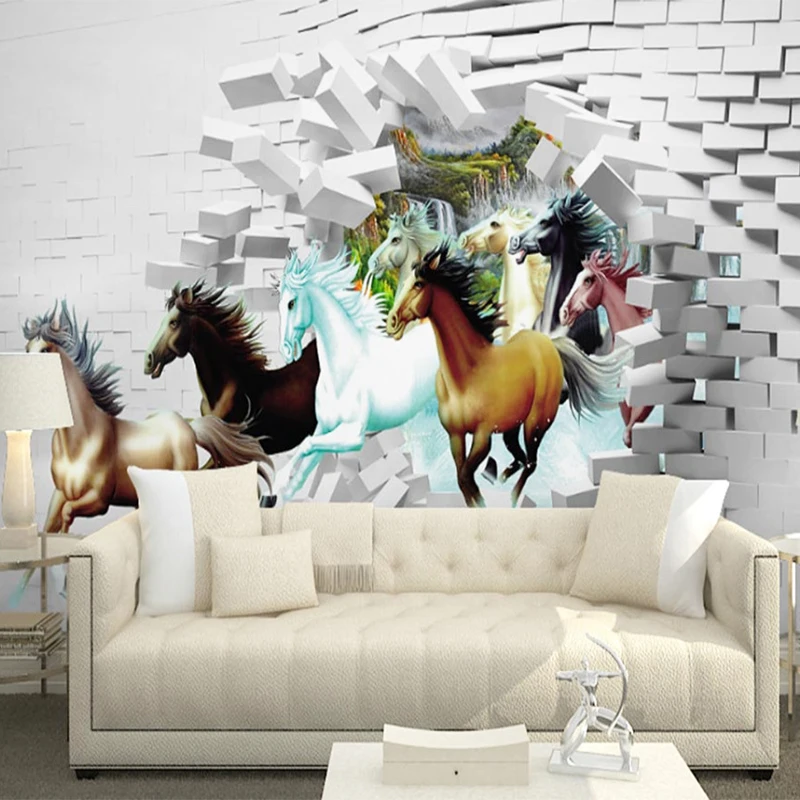 Custom Any Size 3D Wall Murals Wallpaper Classic Horse Animal Landscape Fresco Living Room TV Sofa Backdrop Papel De Parede