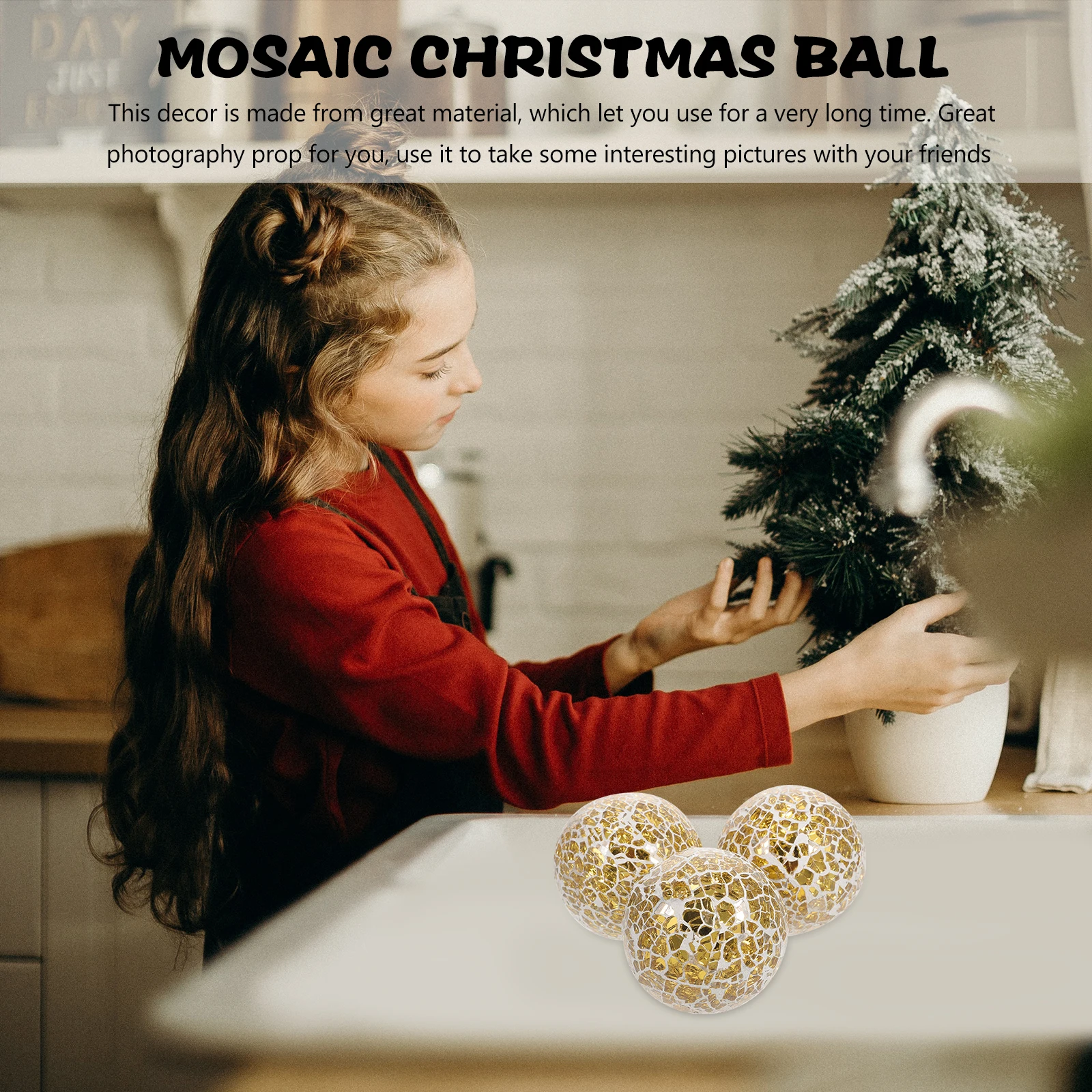 

3 Pcs Christmas Tree Ornament Balls Holiday Decor Decorate Decorative Ornaments