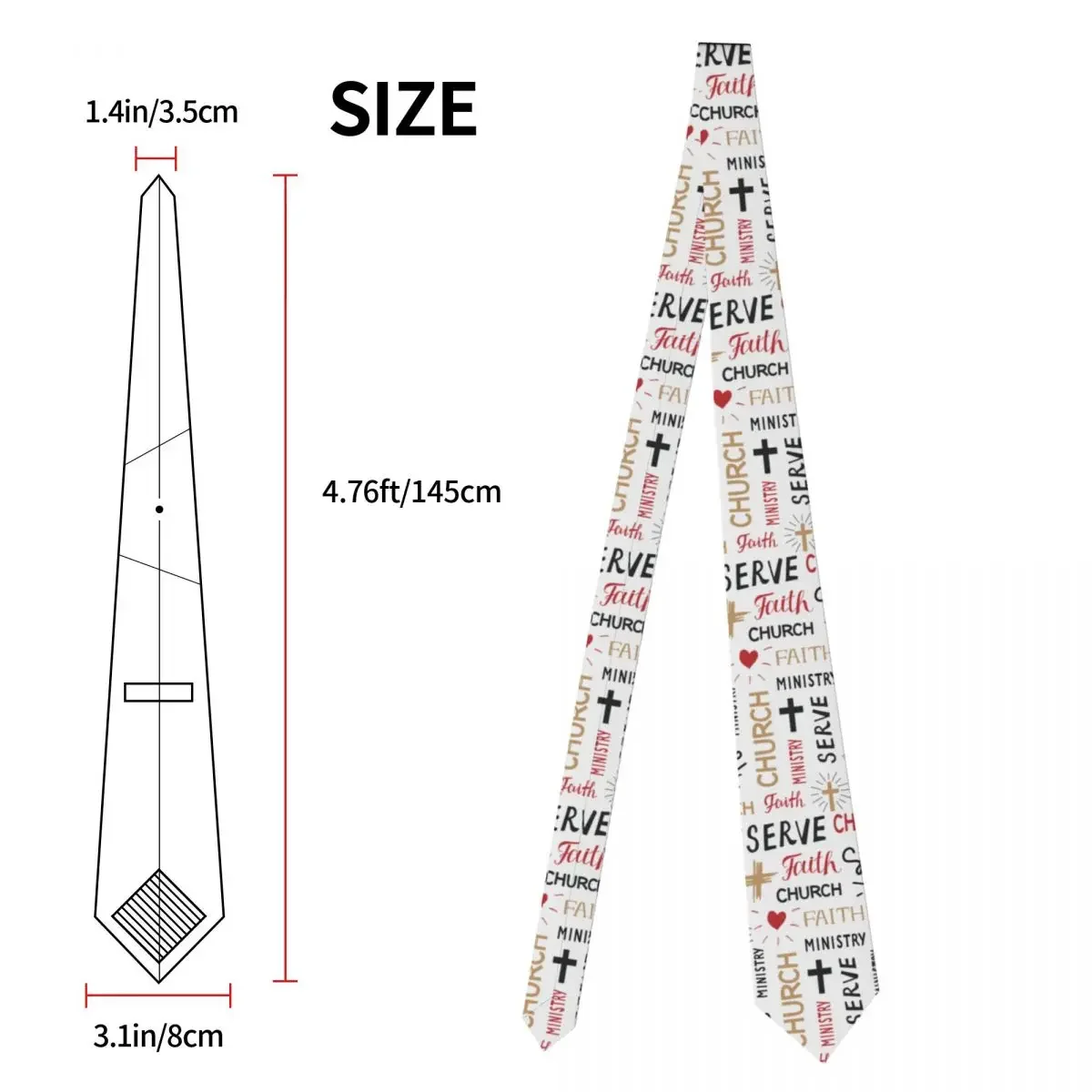 Christian Words Faith Church Ministry Serve Biblical Necktie Men Women Slim Polyester 8 cm Neck Tie for Men Accessories