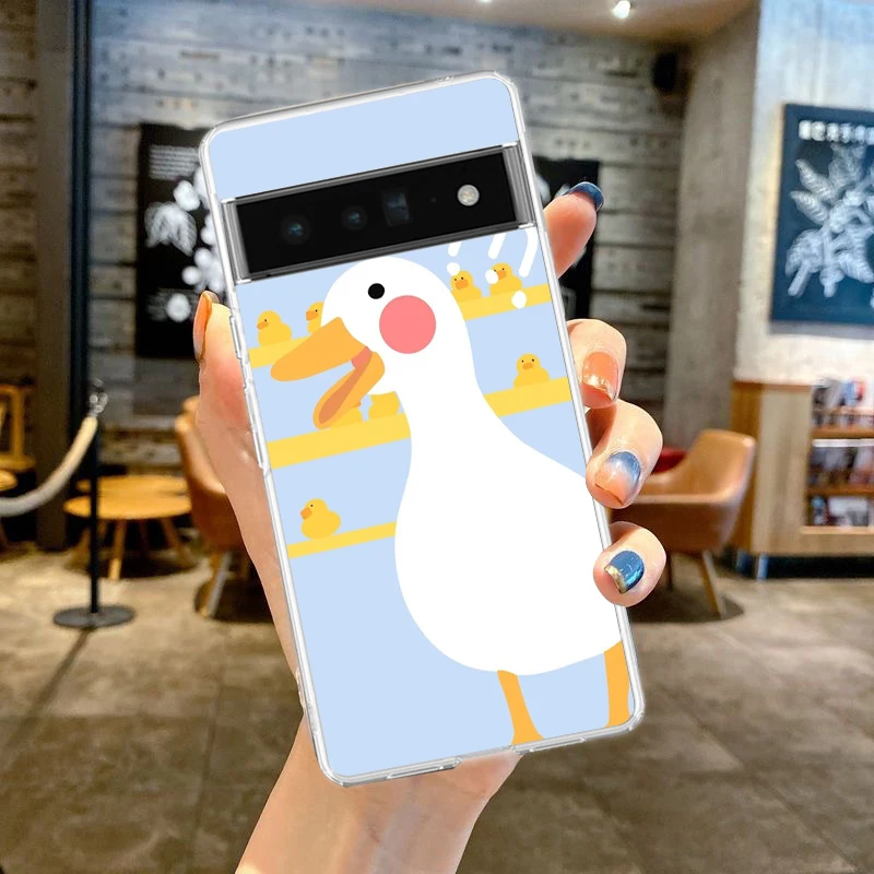 Cartoon Cute Goose Game Phone Case Cover for Google Pixel 9 8 7 6 5 4 XL Silicone 7A 6A 5A 4A 3A XL Pro 5G Transparent Shell Bag