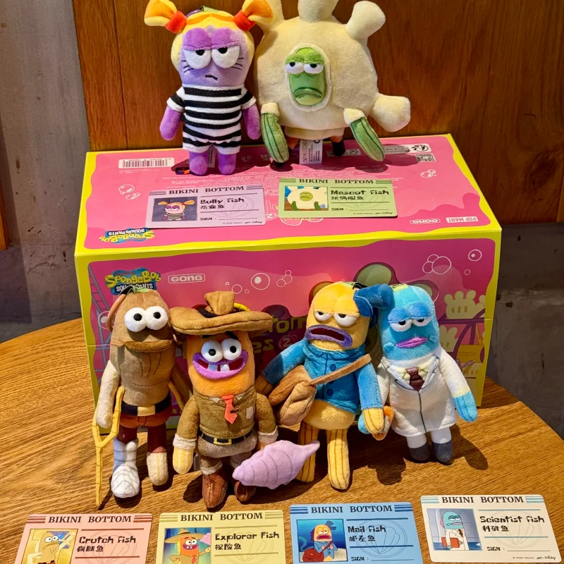 

In Stock Pop Mart X Spongebob Bikini Bottom Buddies Whimsical Plush Blind Box Part 2 Funny Pendant Collectible Toy For Fans