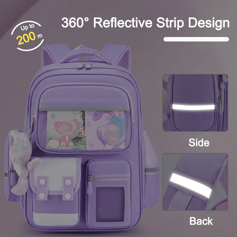Orthopedic School Bag with Card Slots Pocket Large Capacity School Backpack Child Travel Bag for Teens Kids Boys Girls