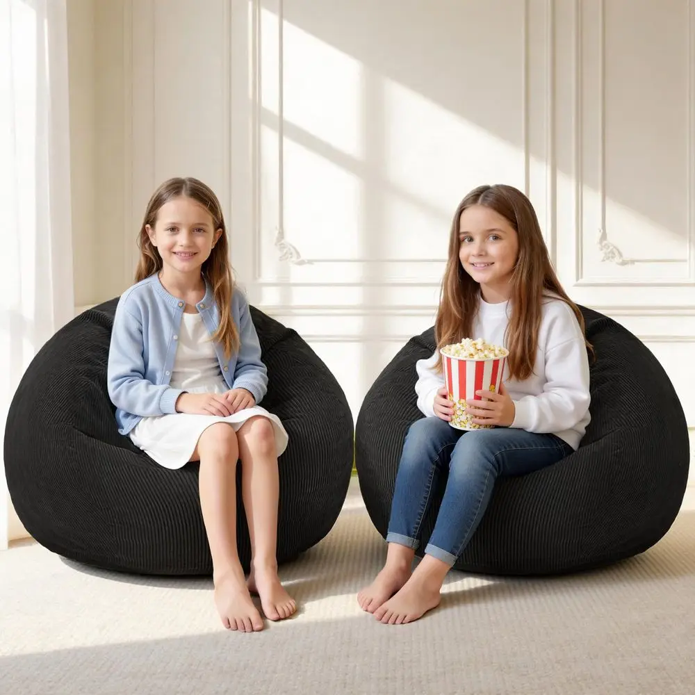 2Pcs of 2FT Bean Bag Chair,Giant Bean Bag Chairs for Teens Adults,Big Bean Bags with Memory Foam Filled, Large Beanbag Chairs w