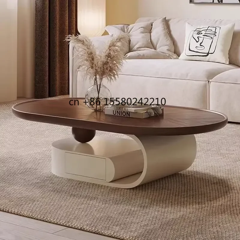 for Modern Simple Small Living Room Home Network Red Creative Cream New Designer Walnut Solid Wood Coffee Table