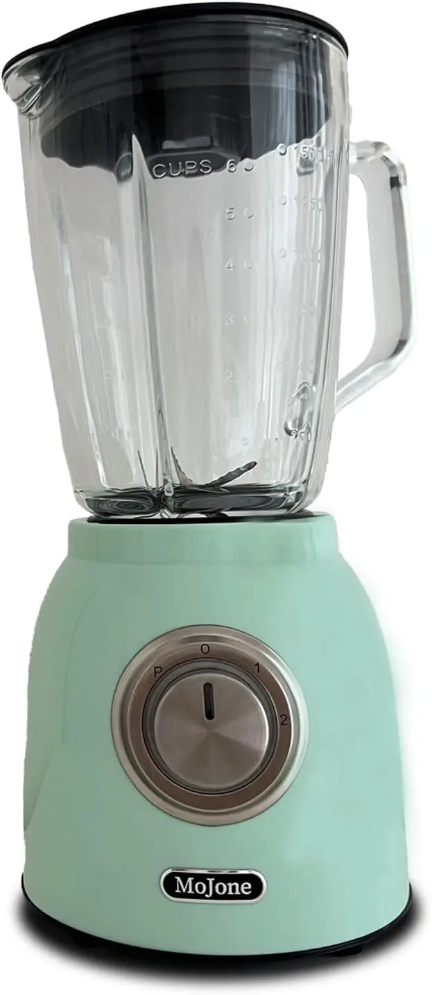 

Powerful Kitchen Blender, Ice Crusher Mixer, 1.5Lg 50Oz Glass Jar, 6 Pieces 304 Stainless Steel Blades,21000Rpm High Speed,Abs