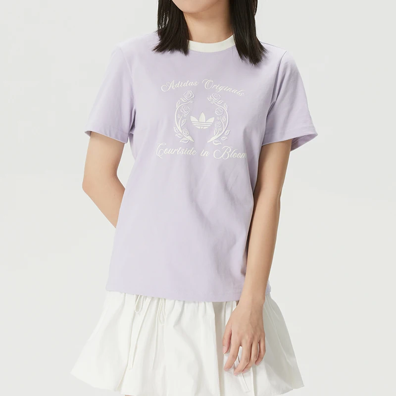 Camiseta Adidas (Adidas) Trefoil para mujer, ropa deportiva para correr, Fitness, moda moderna, cómoda, transpirable, de manga corta, Ky5735