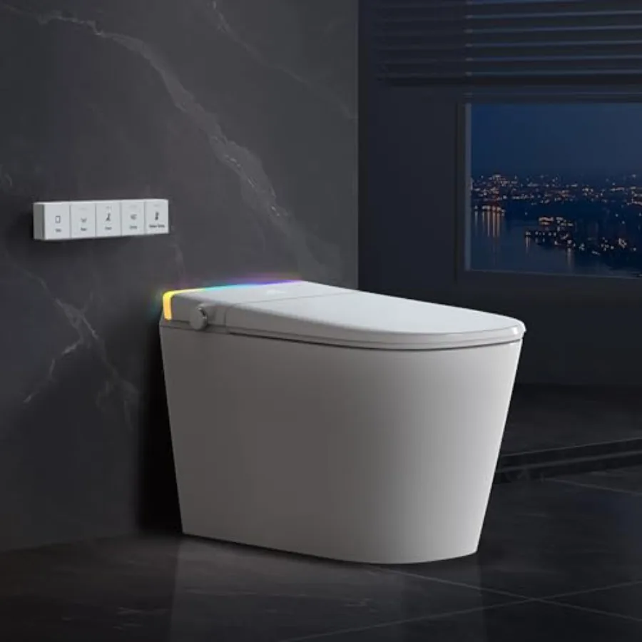 Luxury Smart Toilet with Built-in Tank Bidet Ultra-Quiet 4s Flush, Foam Shield for Splash-Free, Auto Open/Close Lid, Feet Senso