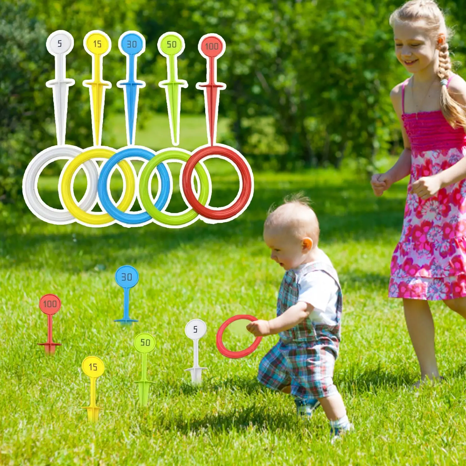 لعبة رمي الحلقات للأطفال لعبة الرمي التفاعلية الملونة في الفناء الخلفي ألعاب رياضية للعائلات والأصدقاء والأطفال والمراهقين والبنات والأولاد