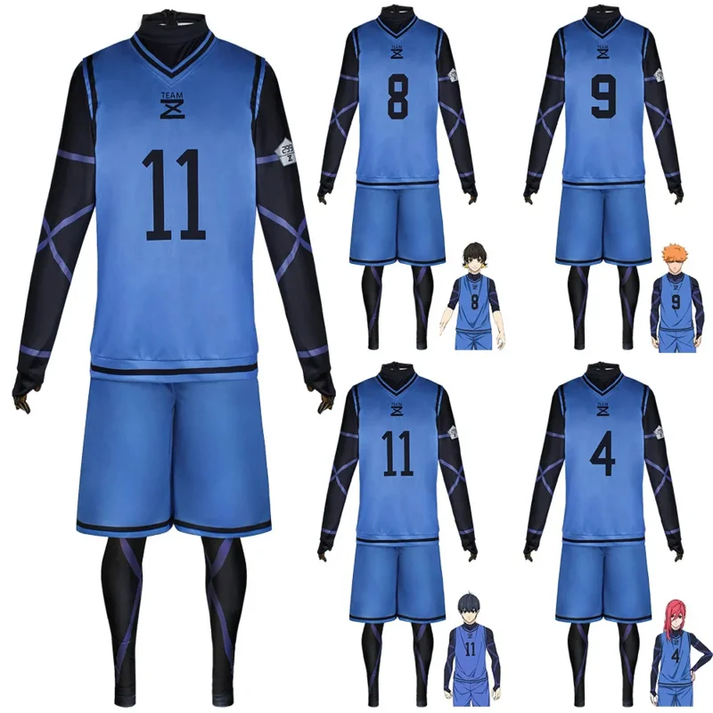 2025 novo anime azul bloqueio camisa clube de futebol roupas esportivas camiseta masculina isagi yoichi cosplay traje chigiri rensuke kunigami b ❤ ❤
