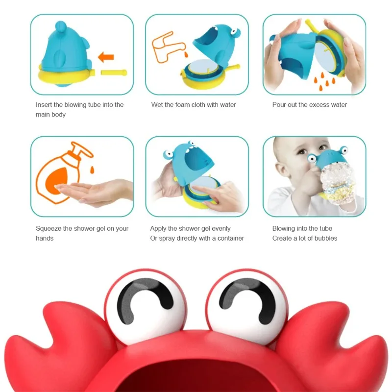 Baby Bad Blase Maschine Badezimmer Bad Spielzeug Nette Cartoon Shark Krabbe Blase Blasen Sicheres Material Anti Aspiration Pädagogisches Spielzeug