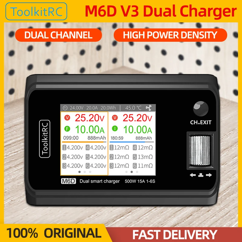 XDRC ToolkitRC M6D V3 Двухканальное мини-зарядное устройство для литий-полимерных батарей Постоянный ток 15 А Выход 1-6S Бала...