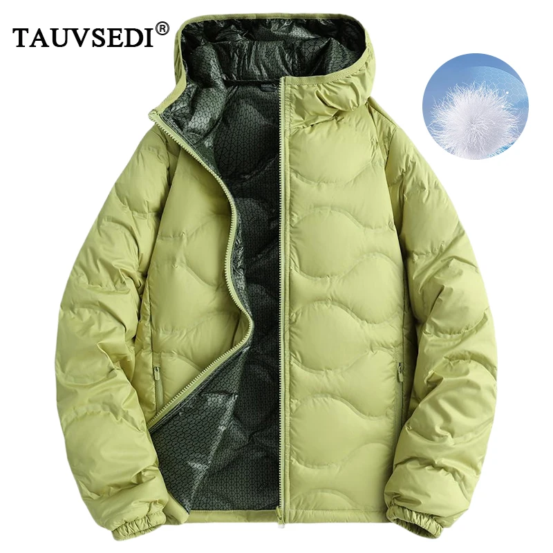 Winter Men White Duck Down Jacket Coat Men Windproof Warm Loose Hooded Jackets Male Multi Pockets Ultralight Windbreaker Jackets