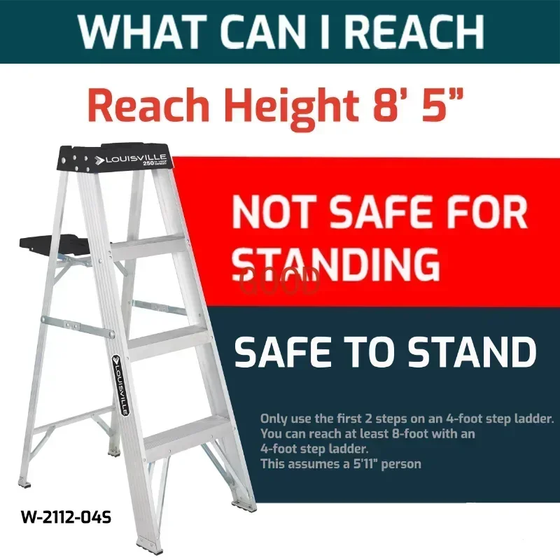 TAO 4' Aluminum Step Ladder, 250-lb Capacity, W-2112-04S   Ladder for Home