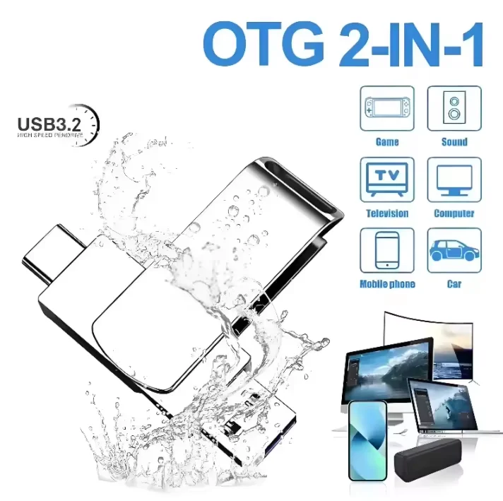 High Speed 16TB Flash Drive USB 3.2 Metal U Disk Type-C Memory Stick Waterproof Storage PC Phone Data Transfer 2026 NEW