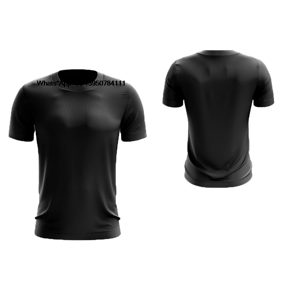 Round Neck Blank Version T-Shirt Custom Printed Short-Sleeved Warm-Up Training Shirt Stretch Quick-Drying Tennis T-Shirt Unisex