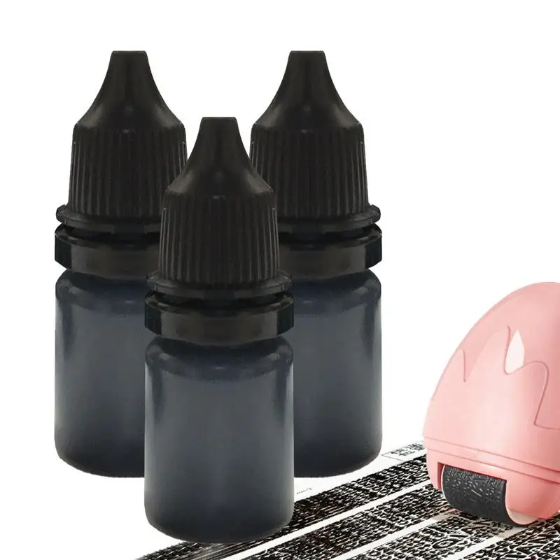 3PCS Theft Guard Stamp 10ml Privacy Stamp Ink Protection Stamps Rolling Identity Refill Ink Roller Stamp Refill Ink For Identity