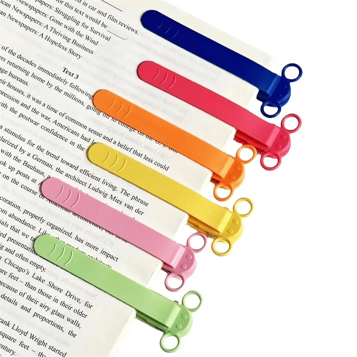 A24I 6pcs Silicone Automatic Bookmarks with Pen Holder Cute Book Marks Gifts for Book Lovers Book Page Holders