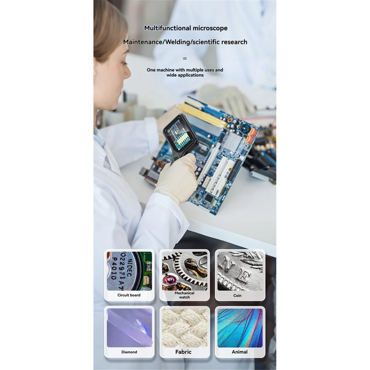 AA98 Portable Pocket Digital Electronic Microscope AF Lens 500X Magnification 3Inch Screen Autofocus Handheld Magnifiers