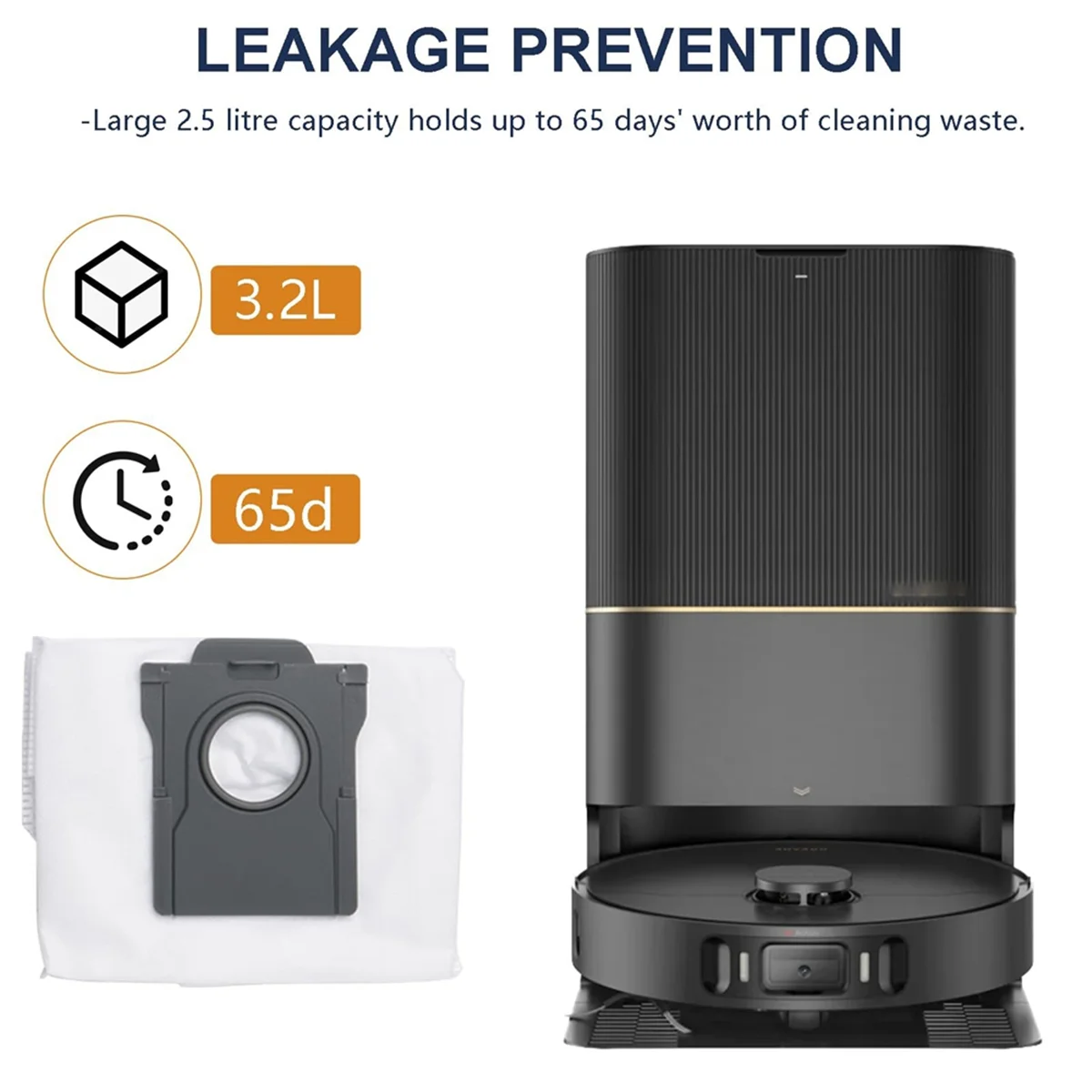 Combatible for dreame L10S Pro/X30อัลตร้า/X40หุ่นยนต์ดูดฝุ่นอัตโนมัติ, ความจุขนาดใหญ่3.2ลิตร, ถุงกันฝุ่น