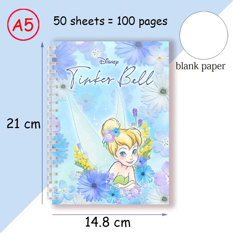 Imagem -06 - Espiral Caderno Tinkerbell Sininho Faery Fada Elfos Flor Elfos Disney Anime Princesa Fadas Braços Cruzados Bonito Nota Livro a5