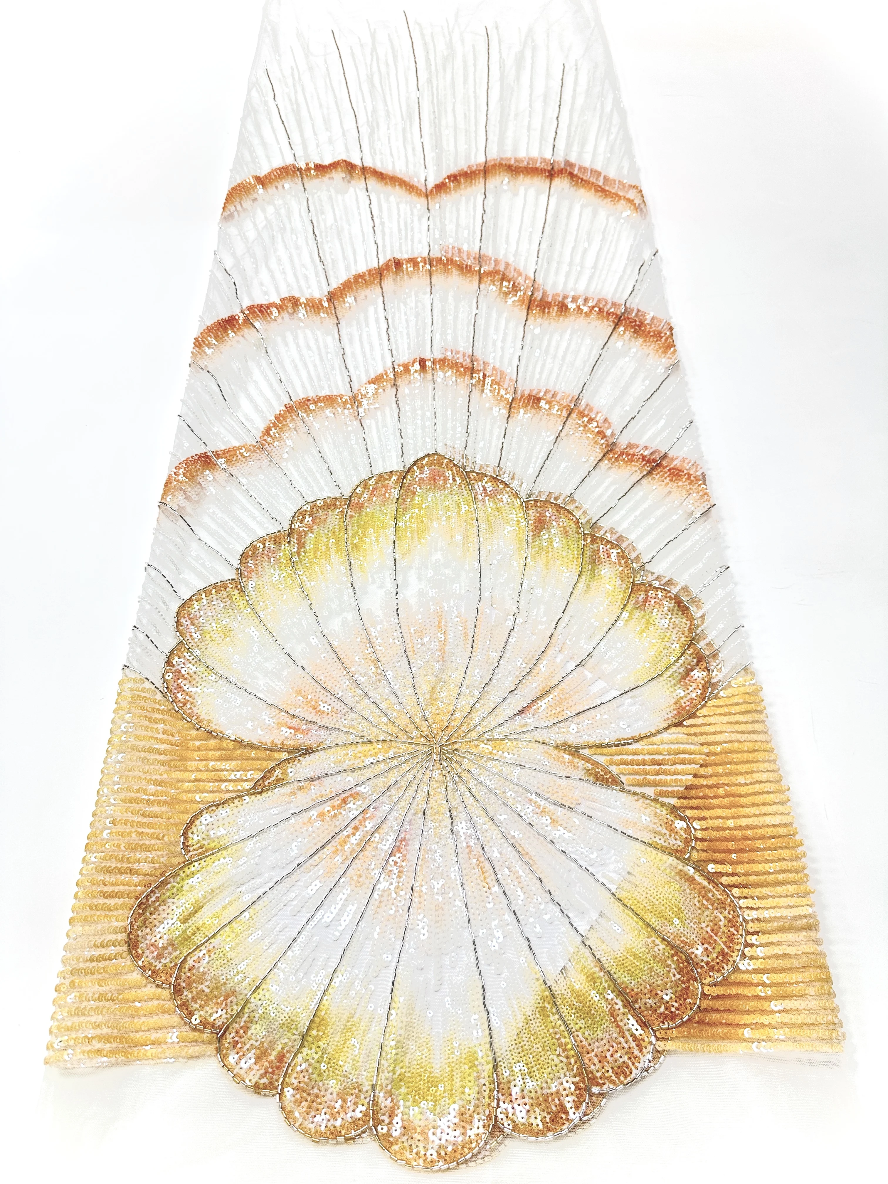 Elegant French Embroidery Mesh Lace Fabric with Bead And Sequin for African Nigerian Wedding Dresses Fashionable