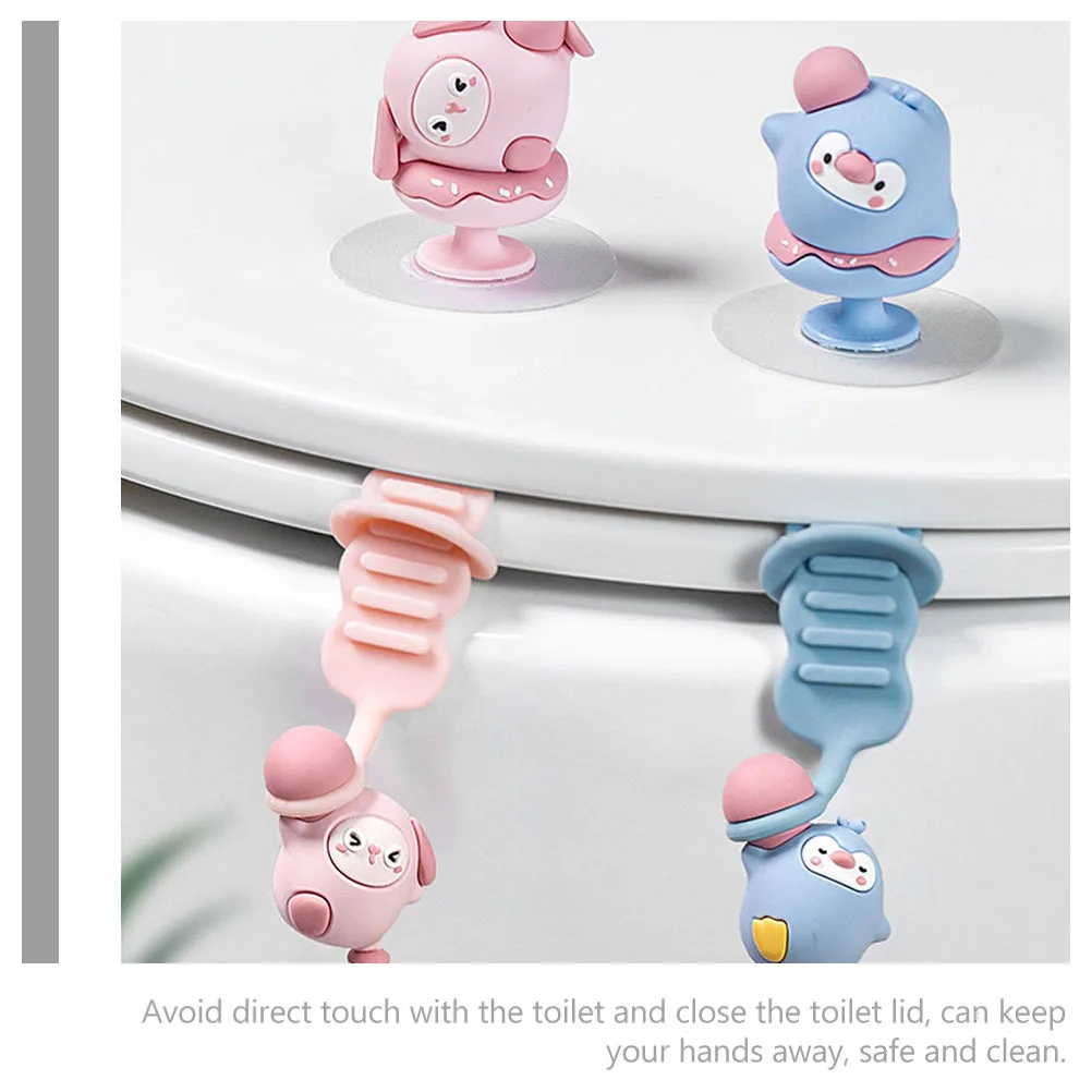 2Pcs Touch Free Toilet Cover Lifting Tool Bunny Design Home Hotel Bathroom Supplies Toilet Seat Lifter Bathroom Accessories