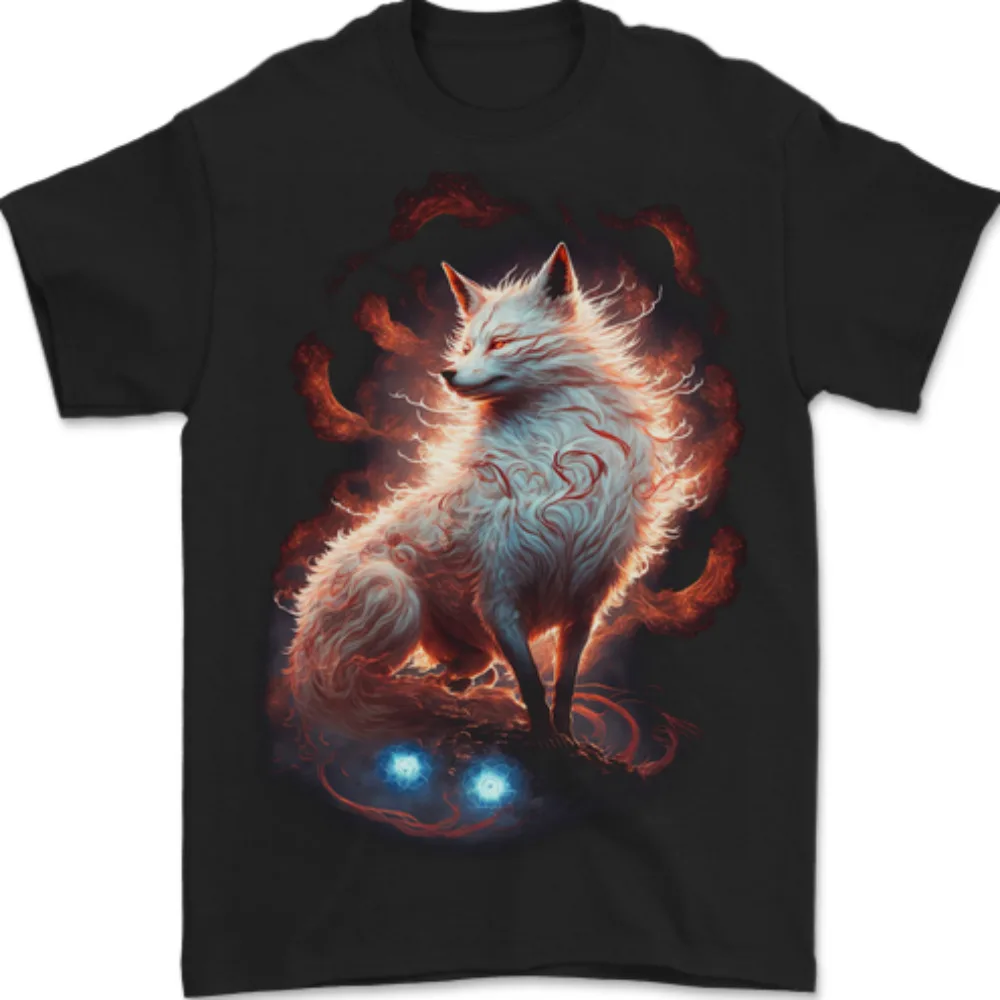 Fantasy Kitsune Magical Fox Mens T-Shirt 100% Cotton