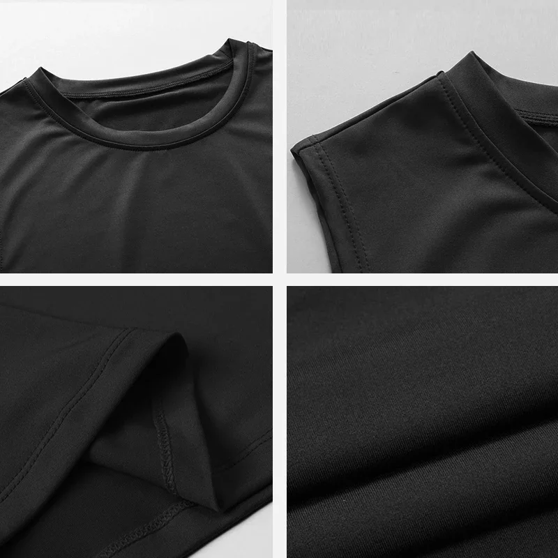 Compression Shirt Men Running Vest Summer Ice Silk Quick-drying Sports Sleeveless T-shirt Tight Basketball Gym Fitness Clothing image 4