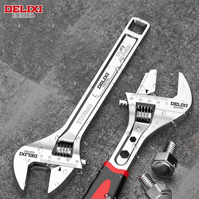 DELIXI ELECTRIC Adjustable Wrench Stainless Steel Universal Spanner Bathroom Wrench Large Open High Quality Plumbing Repair Tool