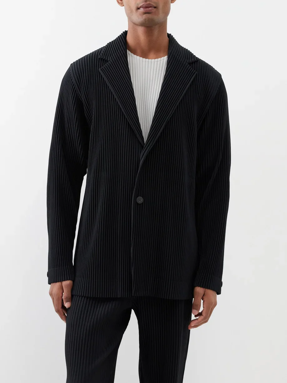 Miyake Pleated Blazers Business Casual Lined Blazer Top Fashion Suit Slim Fit Coat High Quality Jacket