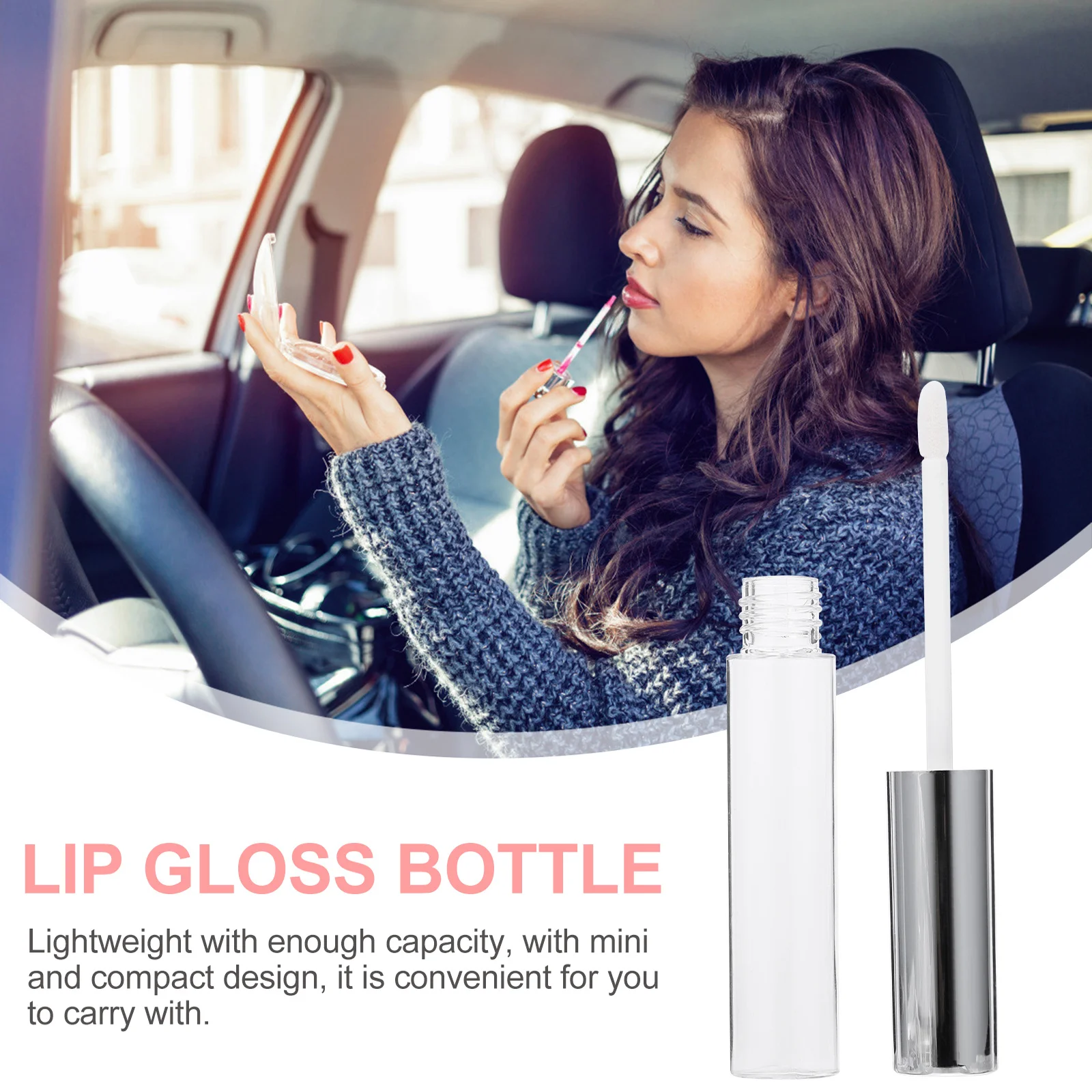 12Pcs 10Ml Empty Lip Gloss Tube Portable Storage Container Creative Chic Design for Travel Skincare Silver