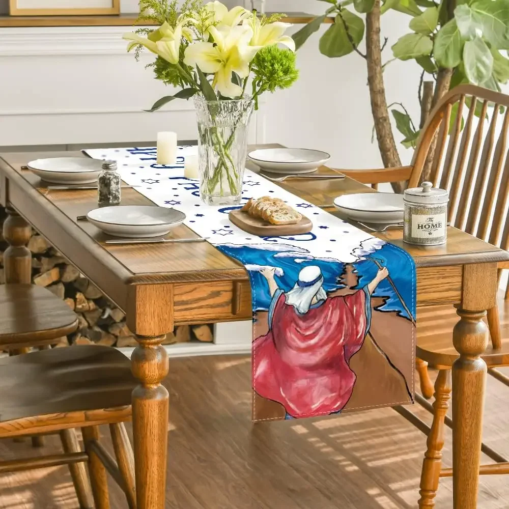 الربيع Passover الكتان الجدول العدائين Pesach اليهودية مهرجان ديكور الحفلات عطلة الموسمية داخلي المطبخ طاولة طعام الزينة #3