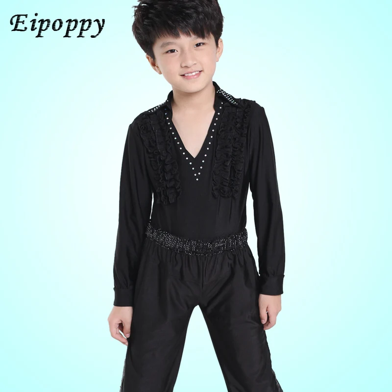 ملابس أداء الرقص اللاتيني للأولاد ، ملابس أطفال بأكمام طويلة ، جديد ، خريف