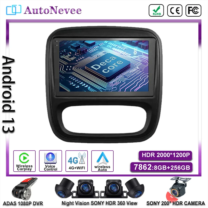 

Android 13 For Renault Trafic 3 GPS Navigation No 2din DVD High-performance CPU Touch Screen Auto Radio Stereo Head Dash Cam HDR