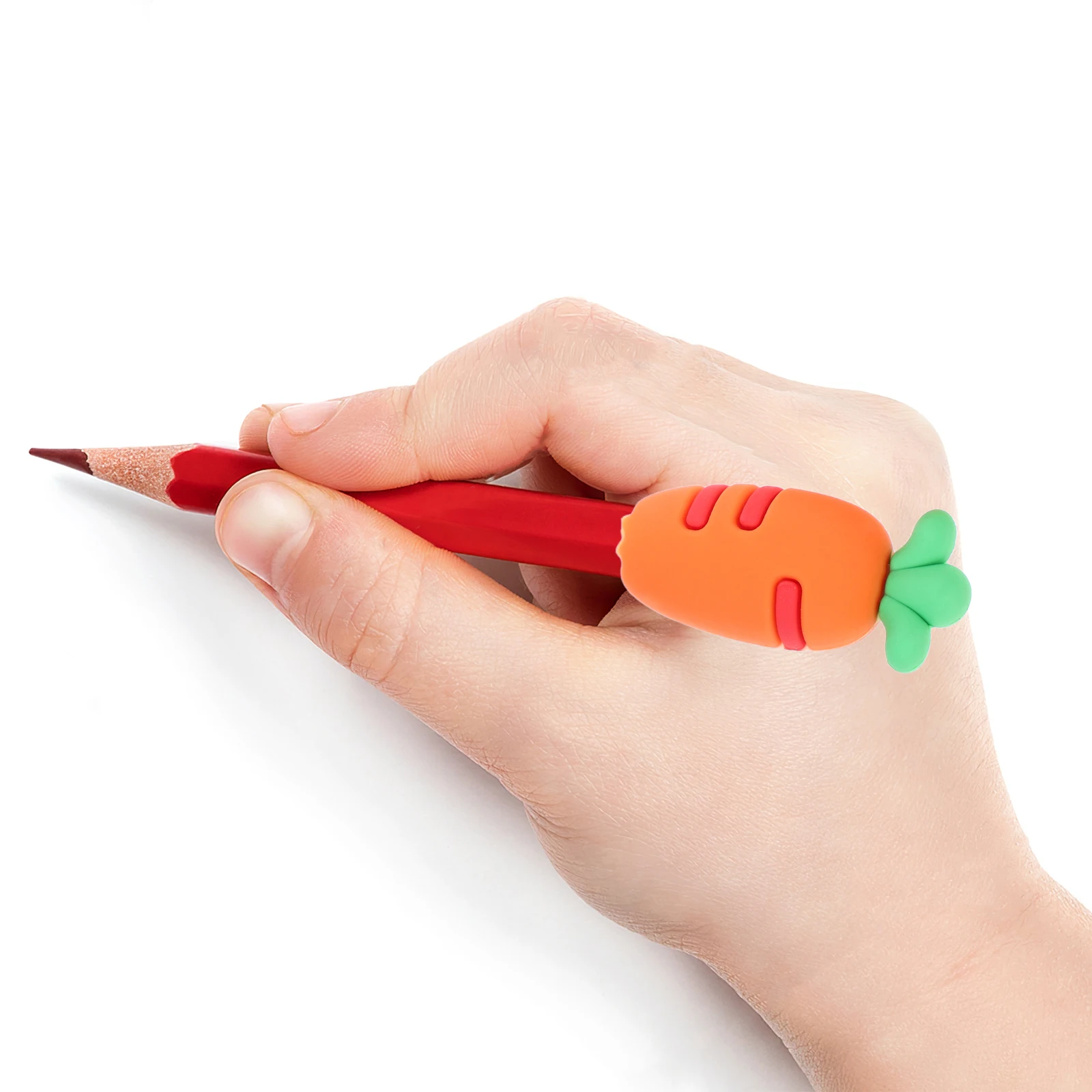 

3pcs Carrot Cute Silicone Pencil Extenders Dirt Protection Writing Grip School Office Home Organizer Caps