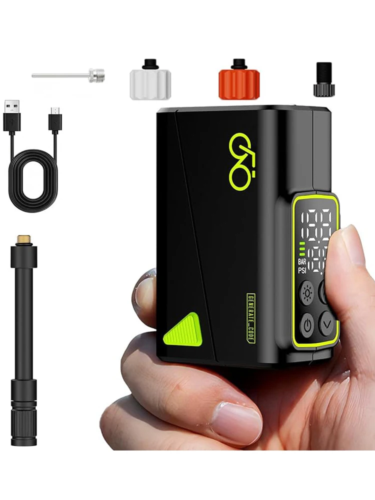 

Electric Bicycle Tire Pump Mini Portable Bike Tire Inflator with Digital Display 150PSI Air Compressor Battery for Cycling Gear