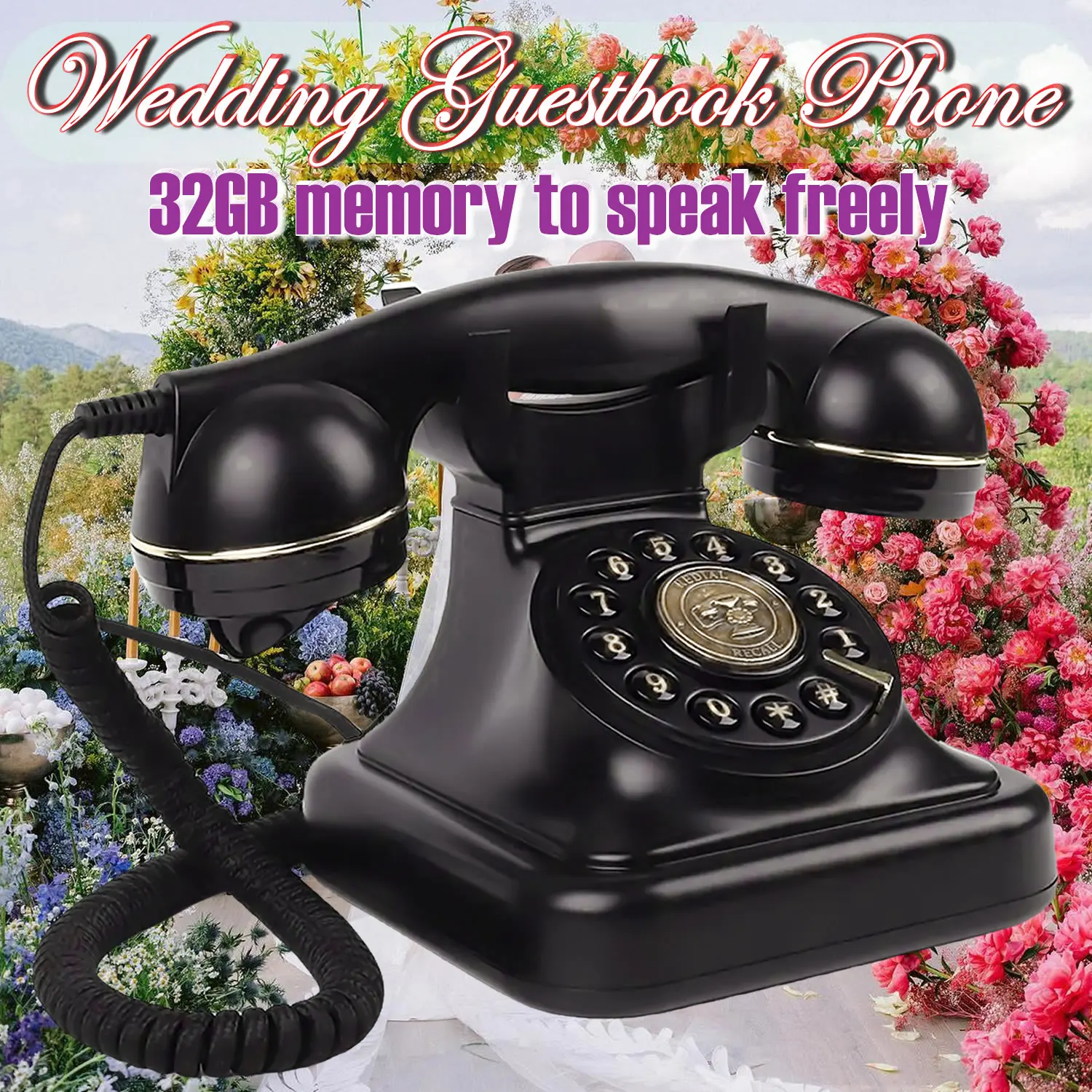 

Retro Wedding Audio Message Phone Blessings Voice Guestbook Audio Sign-in Guestbook Phone Party Guest Audiobook Telephone