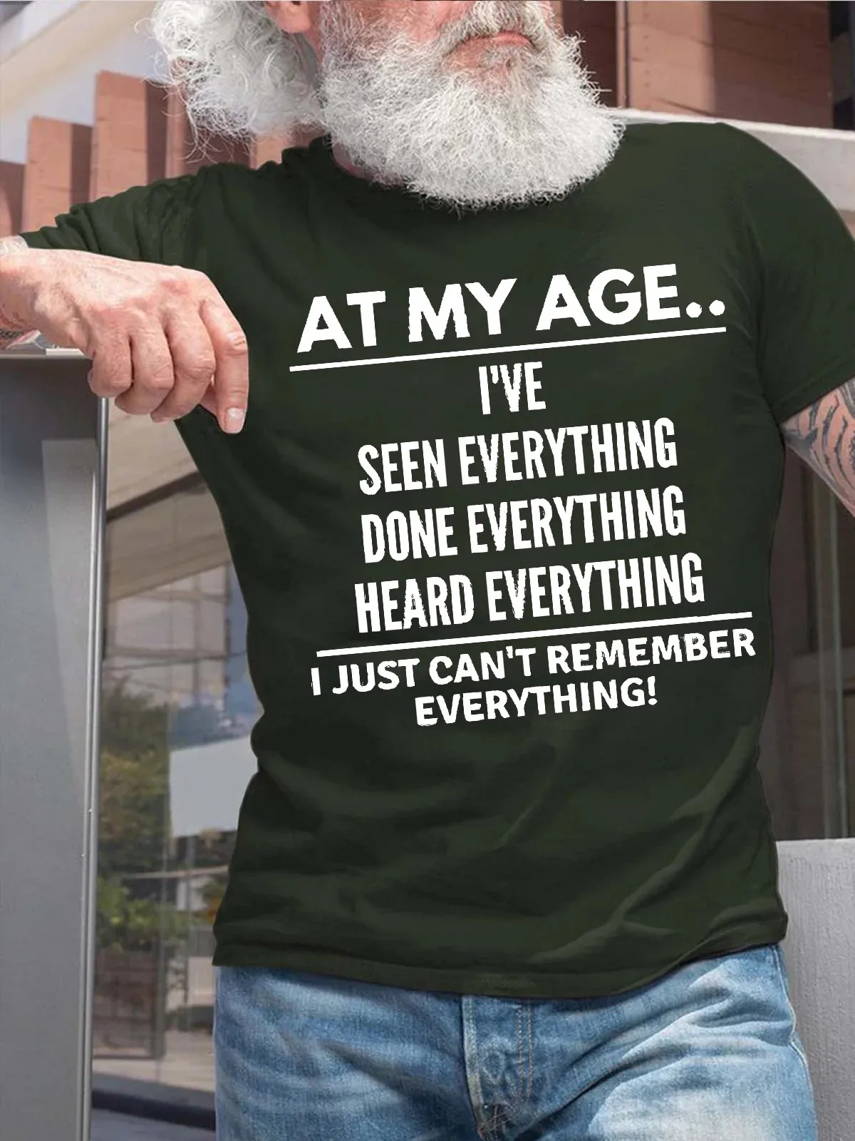Mens At My Age I Can’T Remember Everything Funny Text Letters Cotton Crew Neck T-Shirt image 3