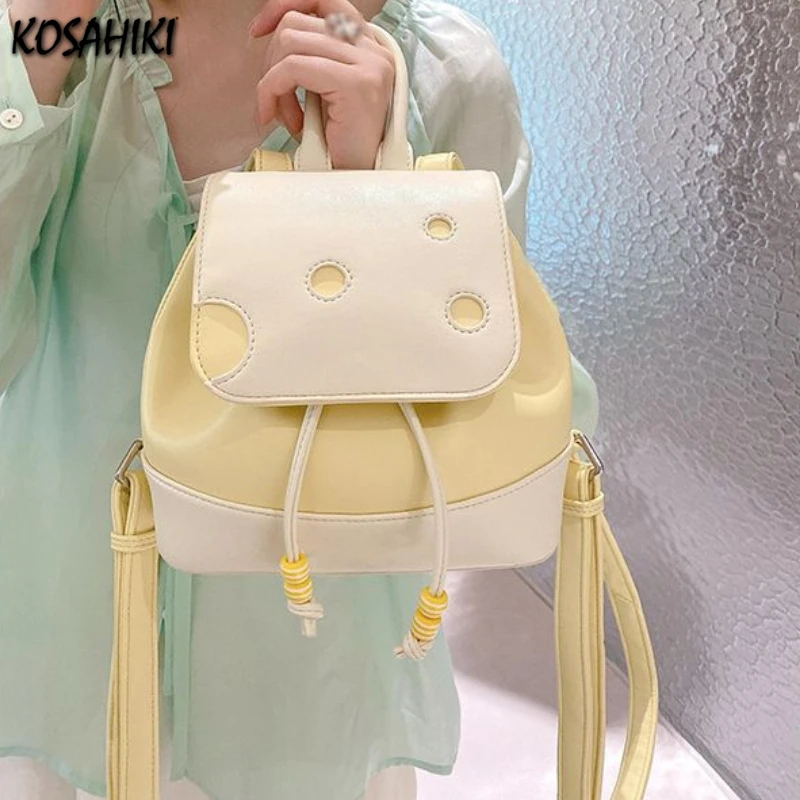 

Модный милый мини-рюкзак Kawaii Y2k в стиле пэчворк контрастного цвета, шикарные школьные сумки для девочек, новый японский милый универсальный женский рюкзак