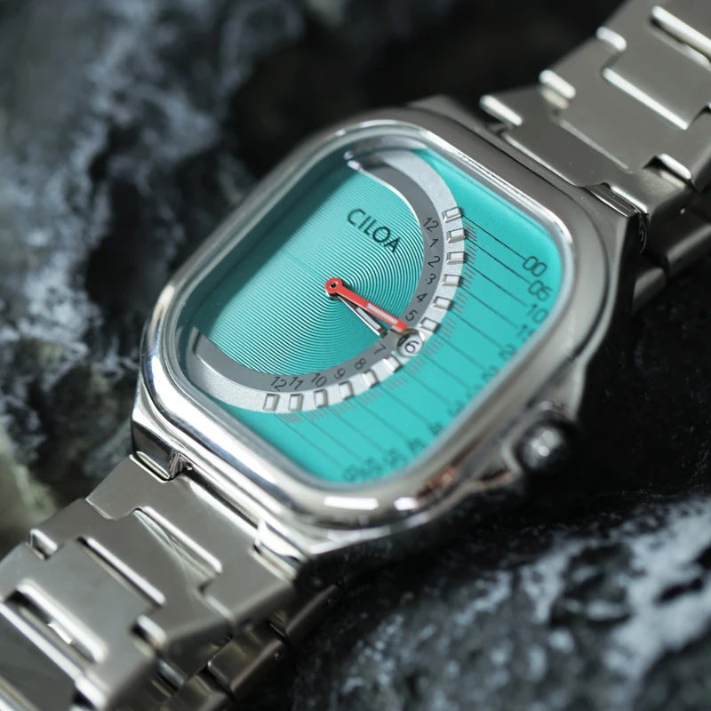 ساعة CILOA المربعة الرجعية للرجال هدية فاخرة خفيفة جديدة بحزام من الفولاذ المقاوم للصدأ ساعة كوارتز ذهبية مقاومة للماء ماركة أصلية #1